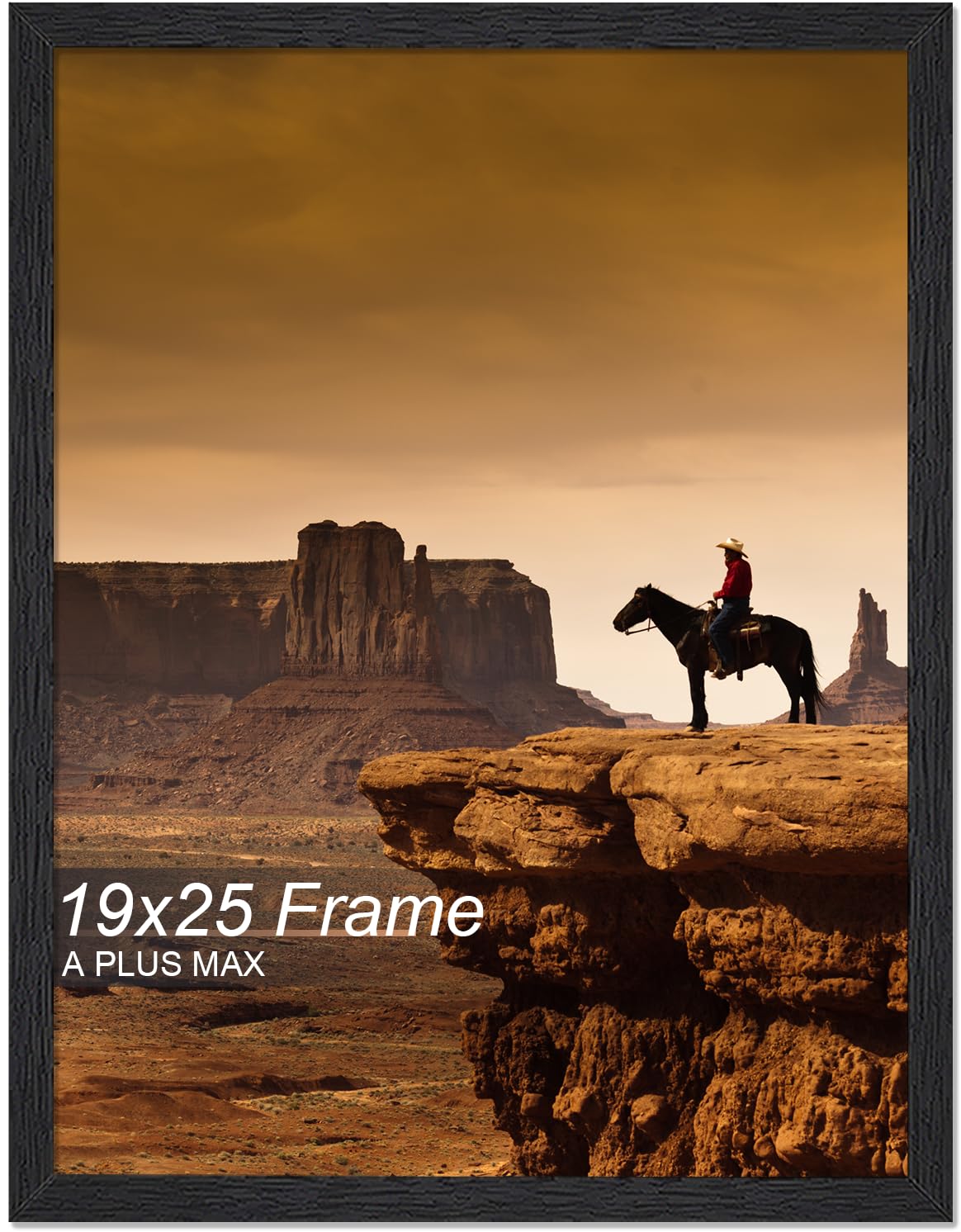 A PLUS MAX vue frontale du cadre 19x25 noir montrant l’encadrement propre et élégant