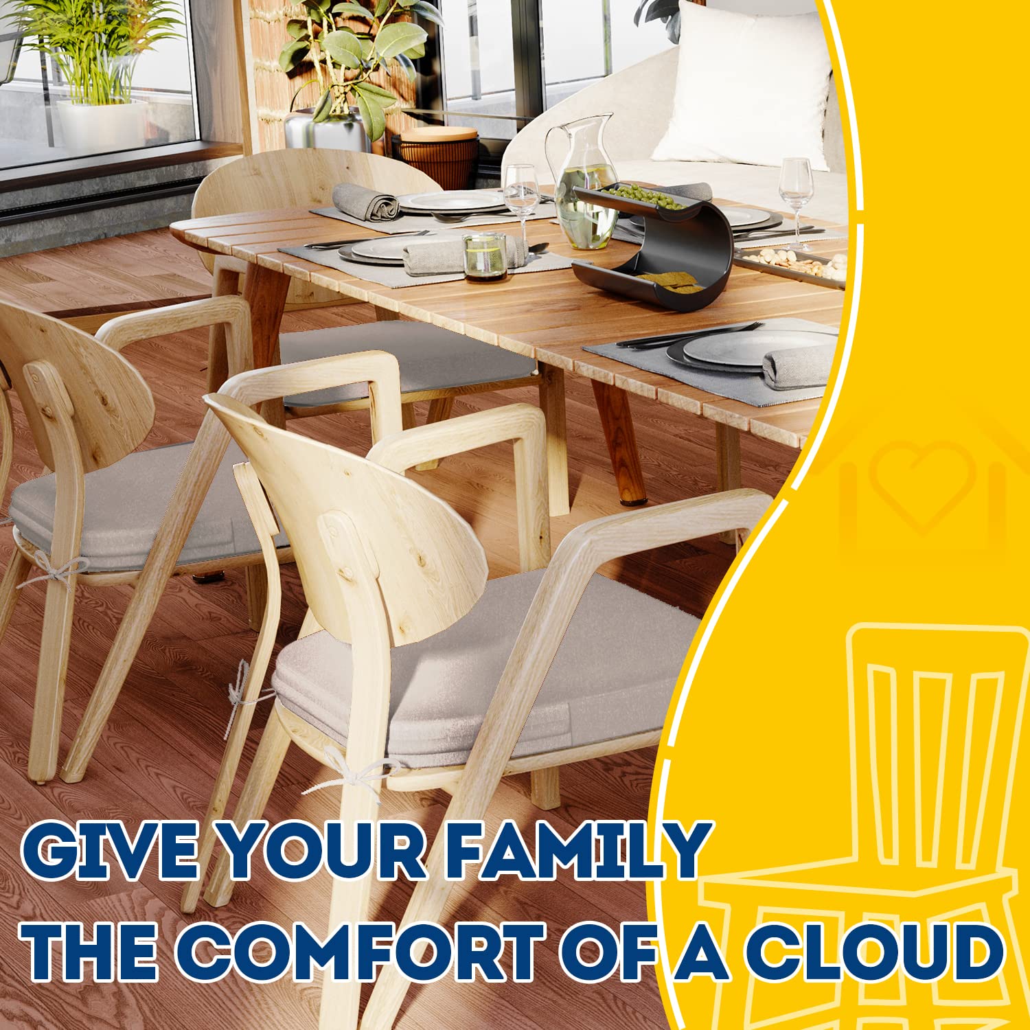 AAAAAcessories lot de deux coussins sur table, idéale pour repas conviviaux