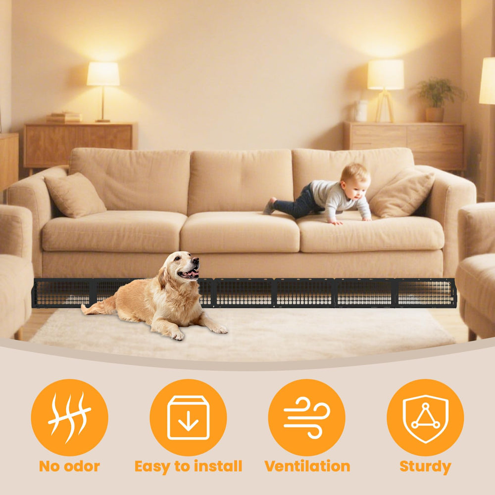 Abiglifty installé sous canapé protégeant animaux et jouets égarés