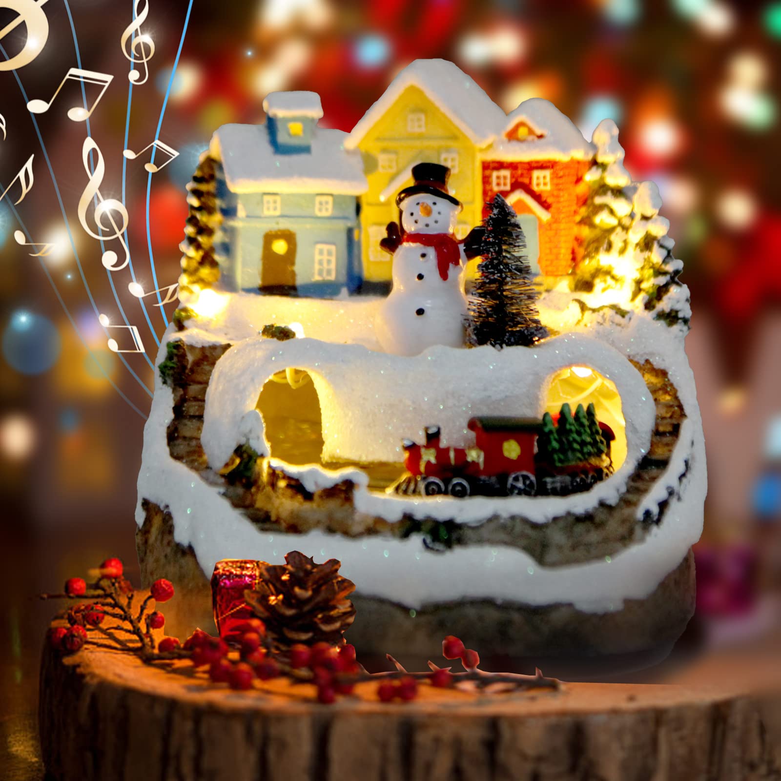 ABLINGAMSUIT village de Noël face avant montrant la scène animée et festive