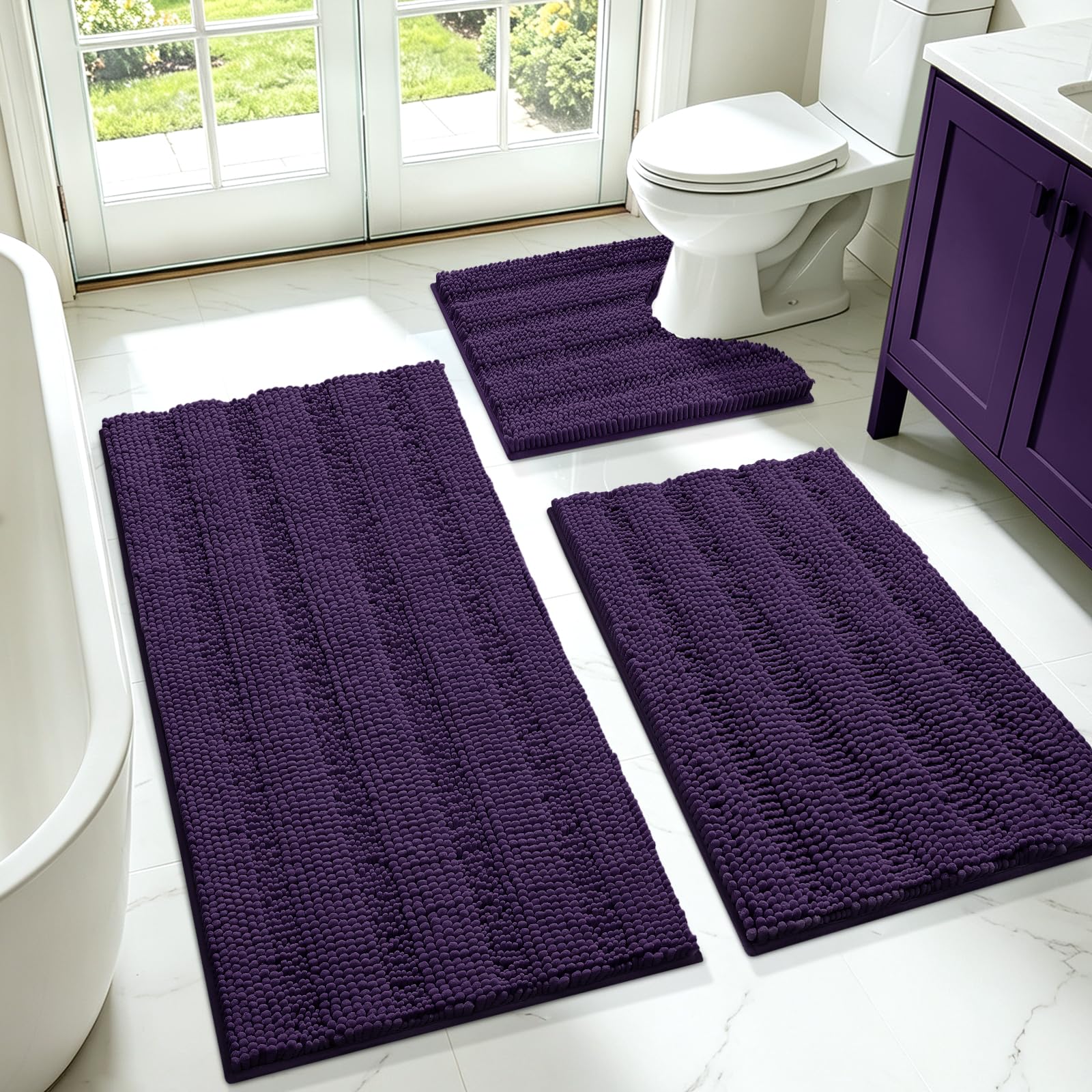 ACCUMTEK face avant du tapis violet aubergine offrant confort immédiat