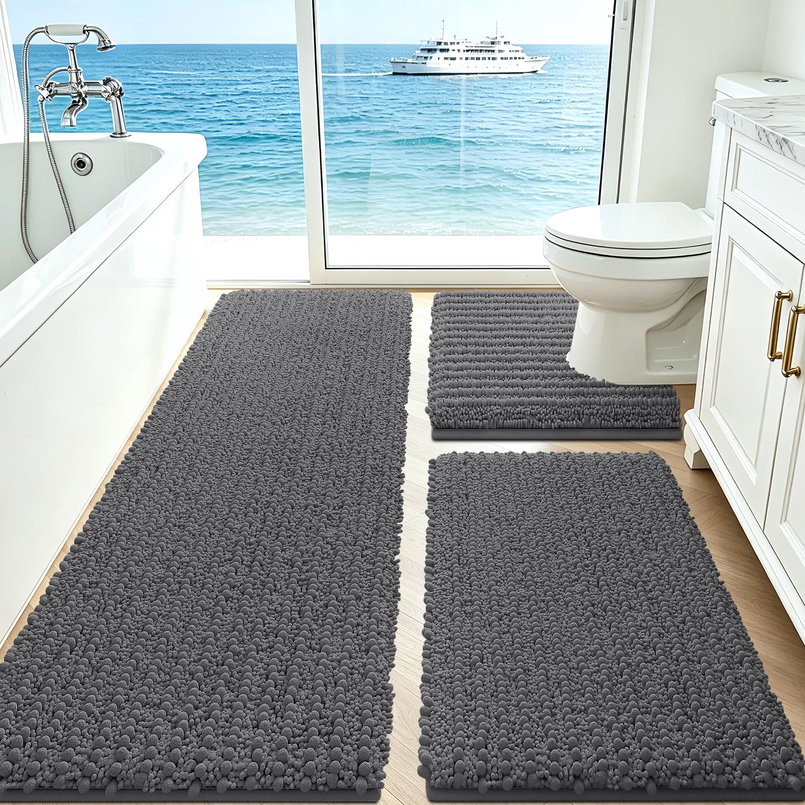 ACCUMTEK tapis face avant gris charcoal, aspect élégant et absorbant