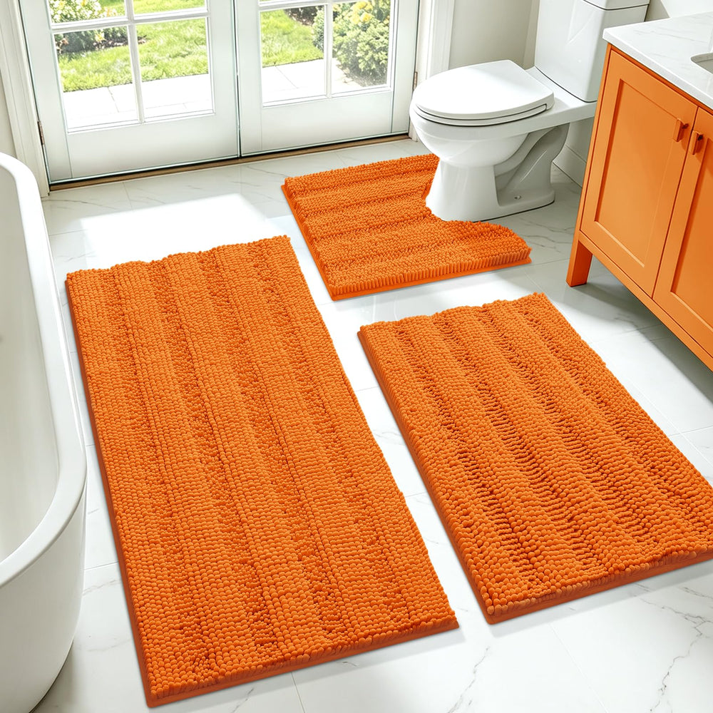 ACCUMTEK vue frontale du tapis de bain orange, apporte confort immédiat