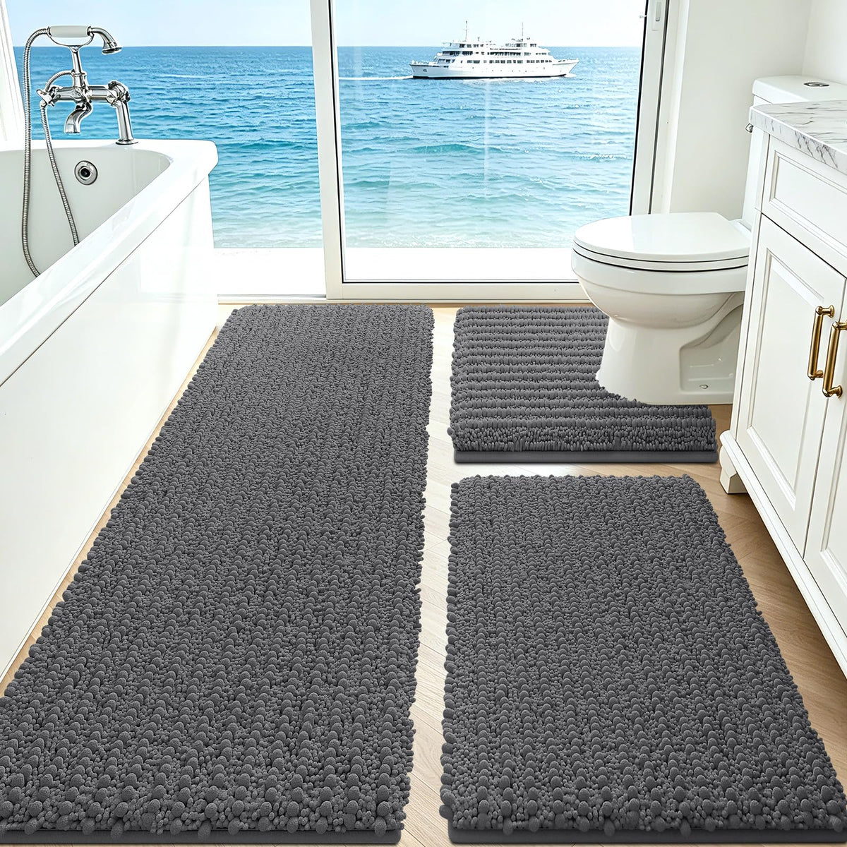 ACCUMTEK tapis face avant gris charcoal, aspect élégant et absorbant