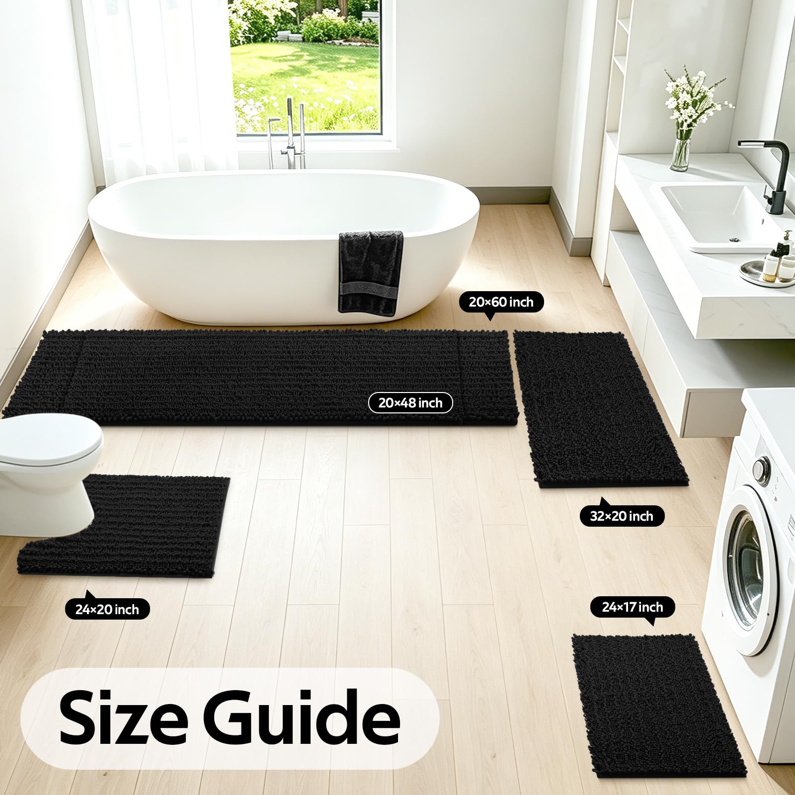 ACCUMTEK tapis contour U près des toilettes, stabilité renforcée