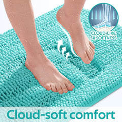 ACCUMTEK tapis devant la douche en usage, garde le sol sec et chaud