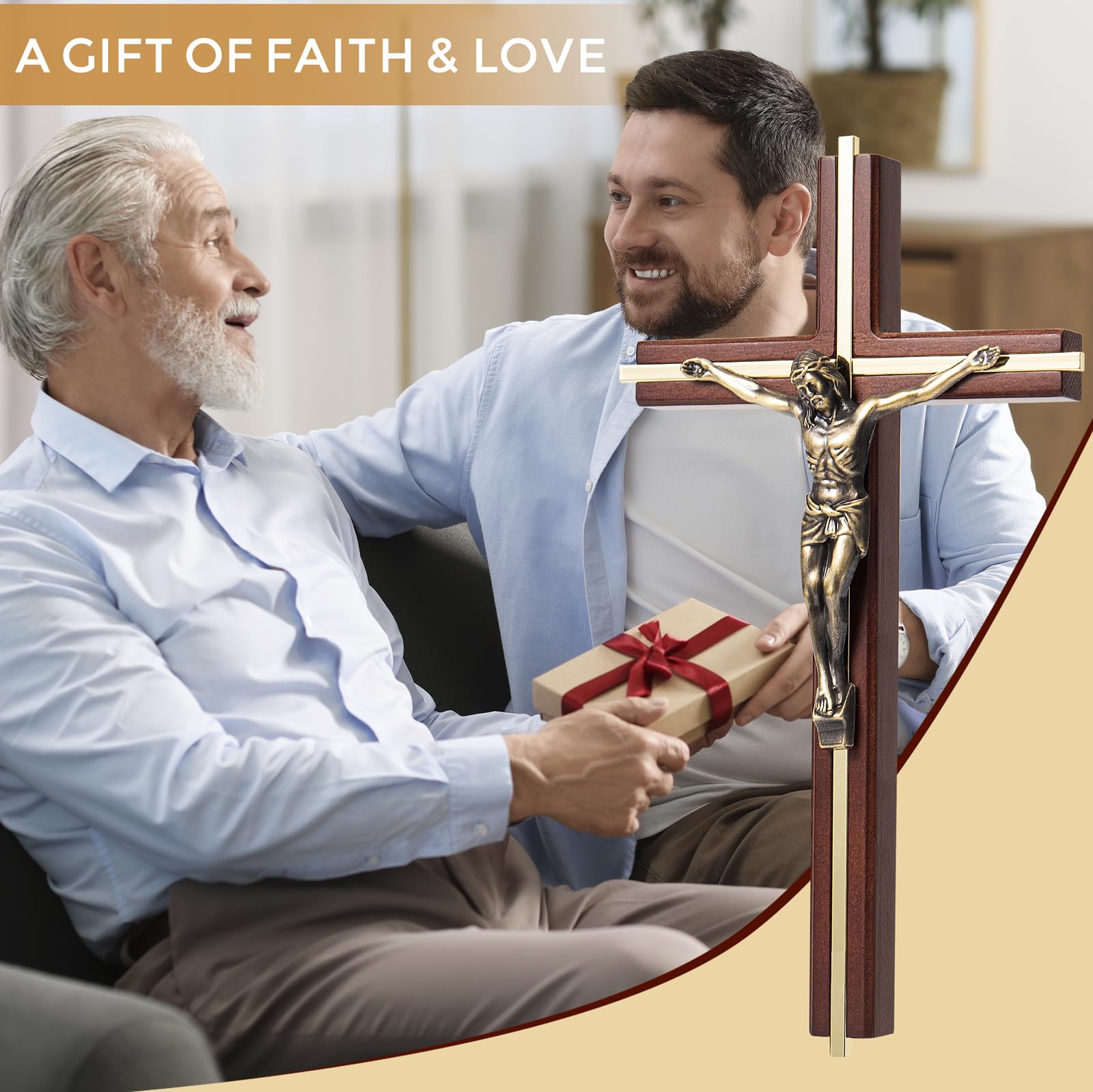 ACHIBANG crucifix intégré dans un salon moderne apportant calme et décoration spirituelle
