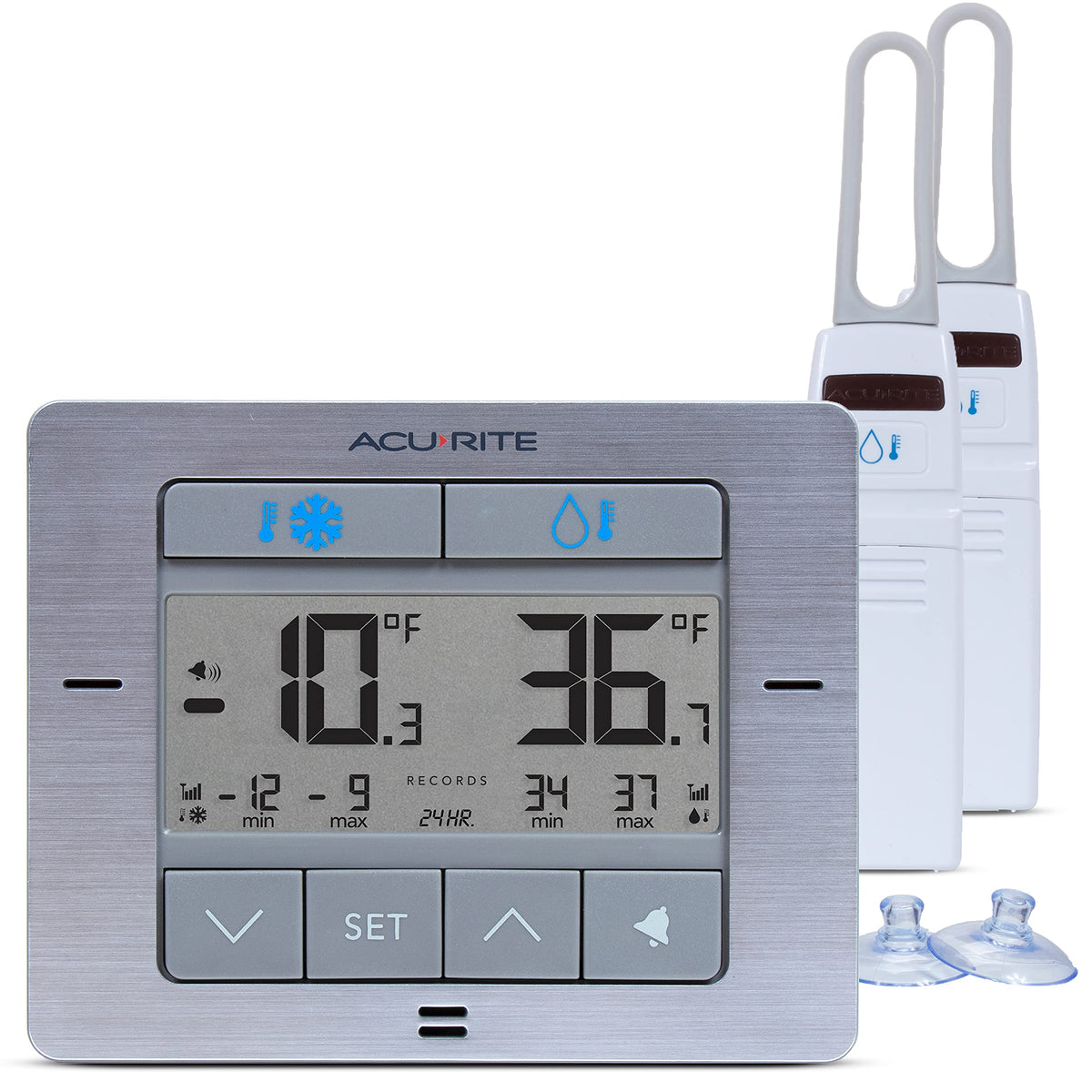 AcuRite écran avant montrant températures, permet contrôle rapide