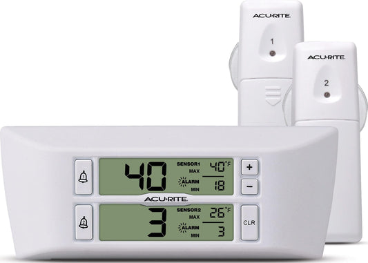 AcuRite écran numérique avant affichant températures et alertes pour contrôle rapide