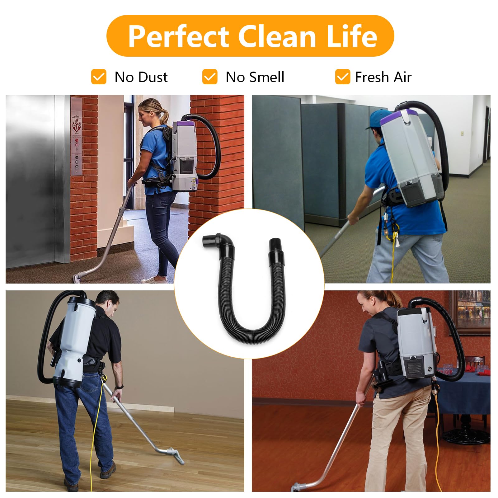 Adabuing scène lifestyle aspirateur sac à dos en service, performance professionnelle visible