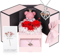 ADDWel coffret avant montrant roses et collier, cadeau mémorable
