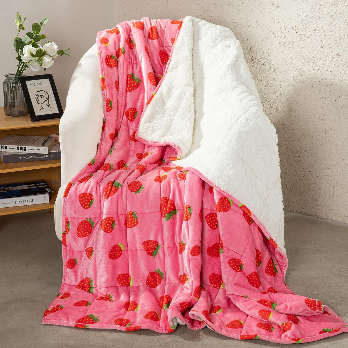 Aemicion couverture fraise rose face avant motif mignon et confort