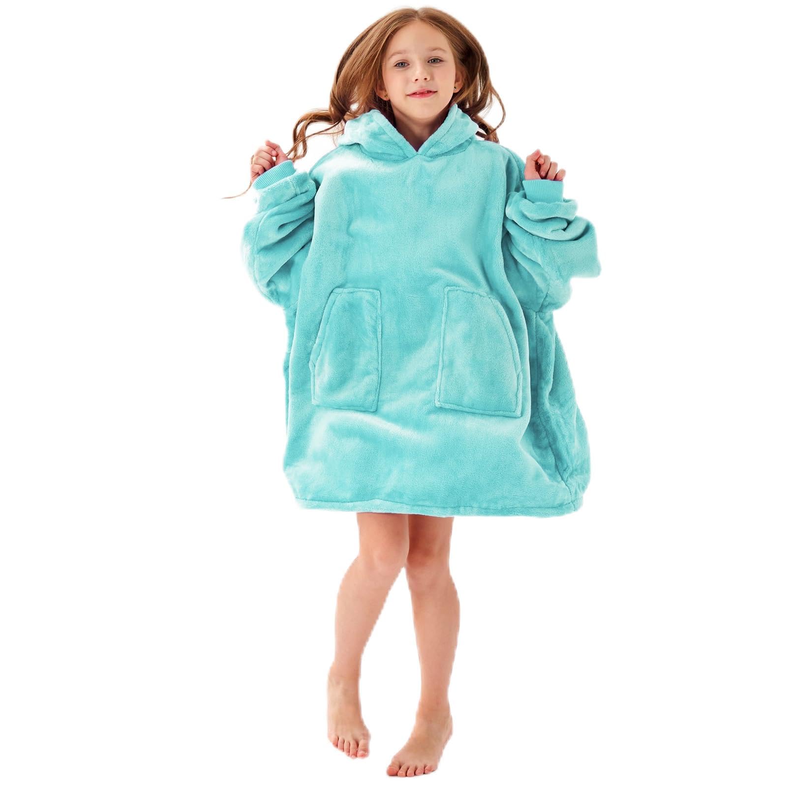 Aemicion hoodie devant teal montrant coupe oversize et confort