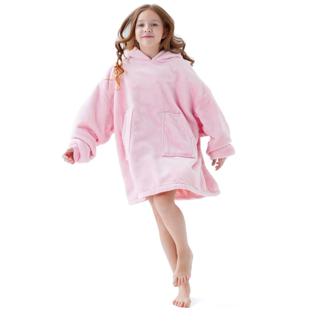 Aemicion hoodie poncho rose clair face avant montrant coupe oversize et confort