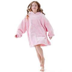 Aemicion hoodie poncho rose clair face avant montrant coupe oversize et confort