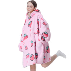 Aemicion packaging devant du hoodie plaid rose fraise, montre confort et style
