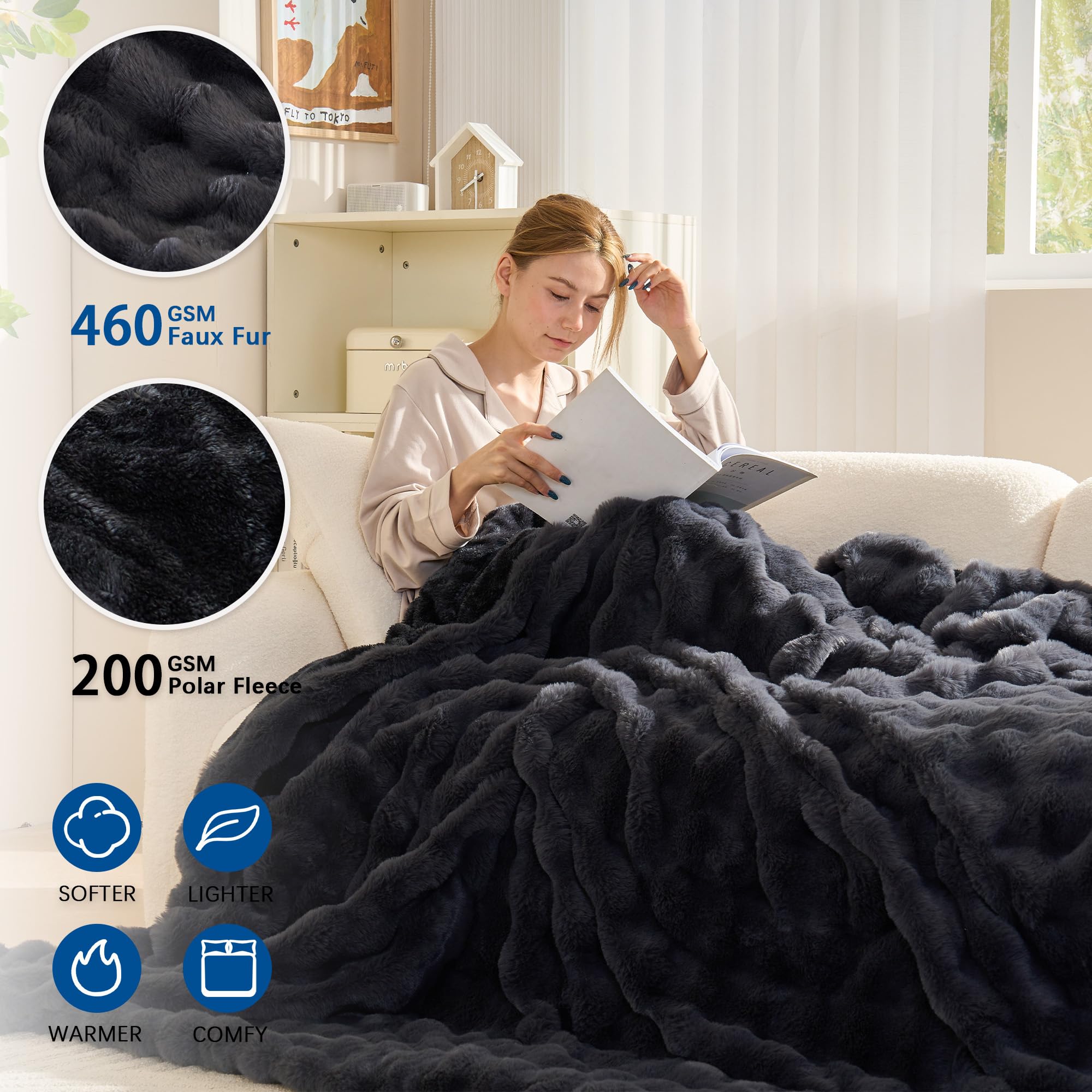 AEPINBH plaid utilisé sur un canapé créant une ambiance chaleureuse