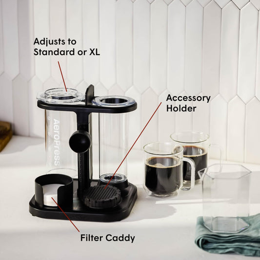 AeroPress gros plan matériau du support offrant stabilité et durabilité