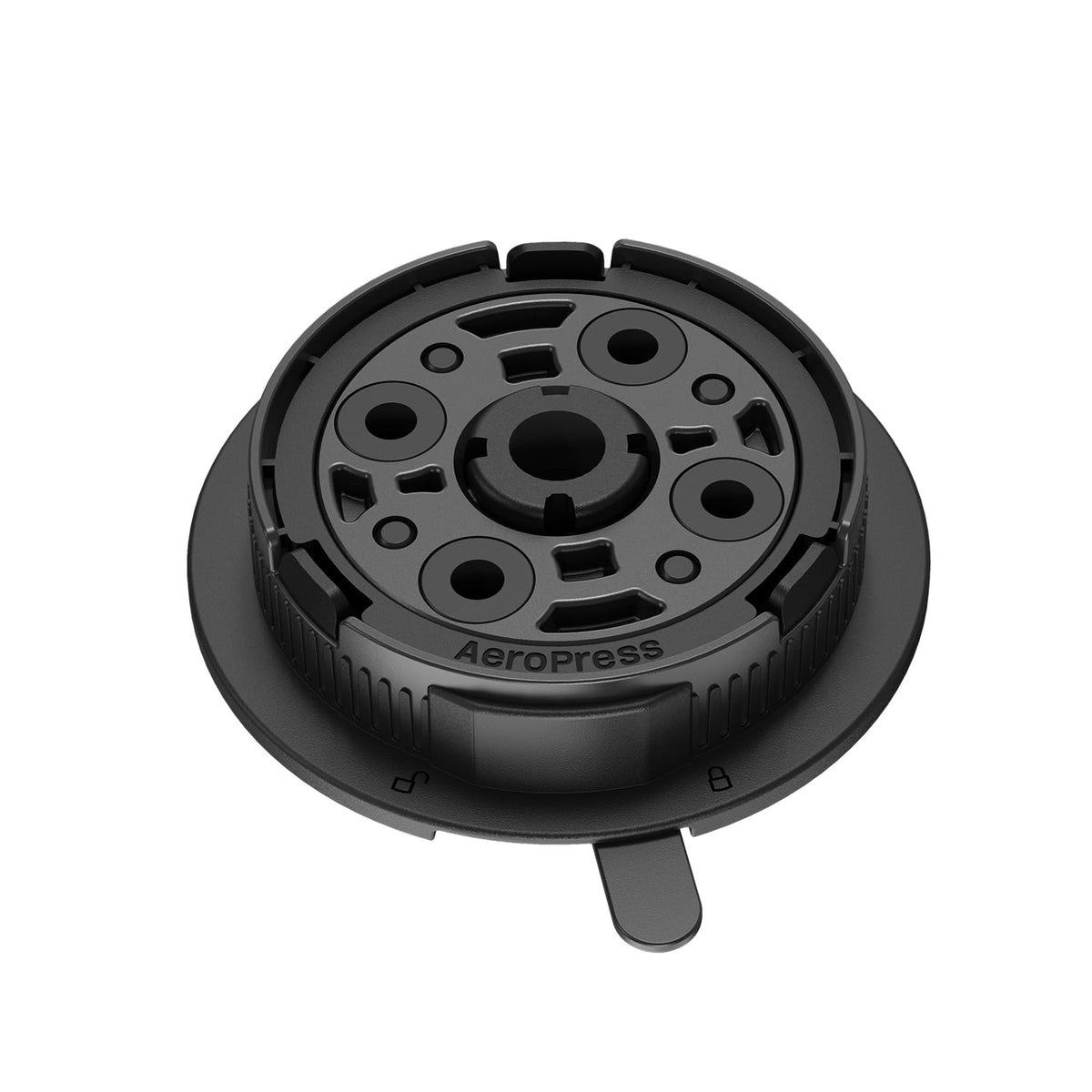 AeroPress cap face avant montrant l'ajustement précis et contrôle du brassage