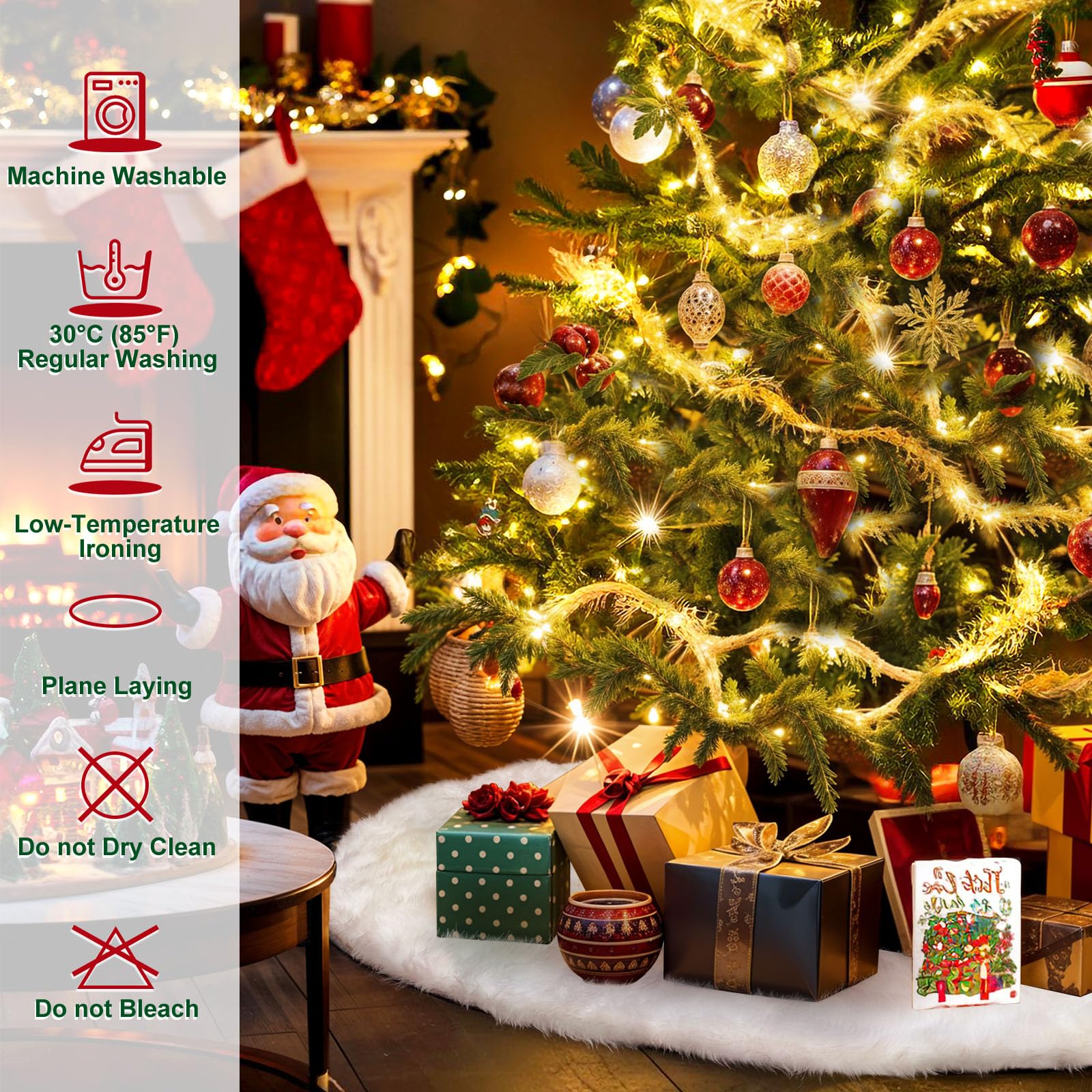 AerWo jupe sous sapin avec cadeaux, zone généreuse pour présenter présents