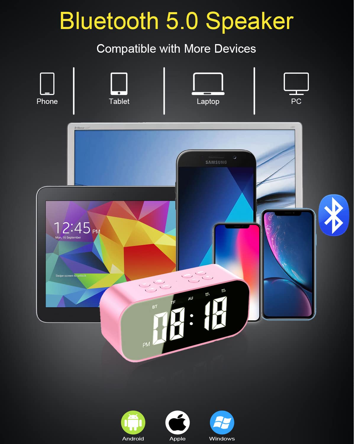 AFK réveil détail haut-parleur subwoofer, bénéfice son riche