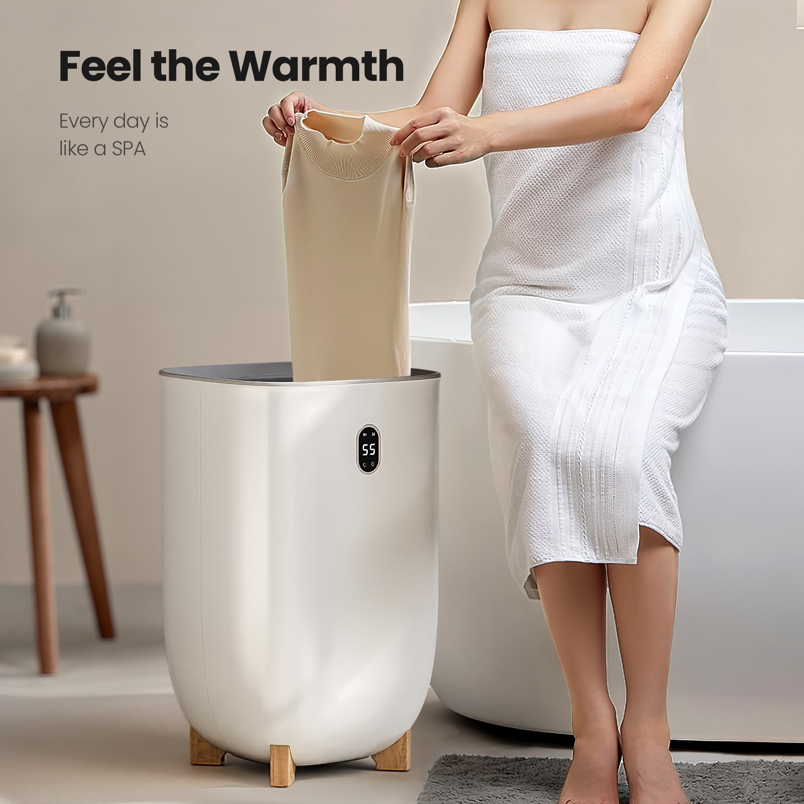 AGLUCKY intérieur de la cuve 40L montrant capacité pour serviettes volumineuses