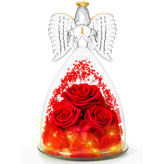 Agrul figurine ange en verre vue de face, élégant cadeau décoratif