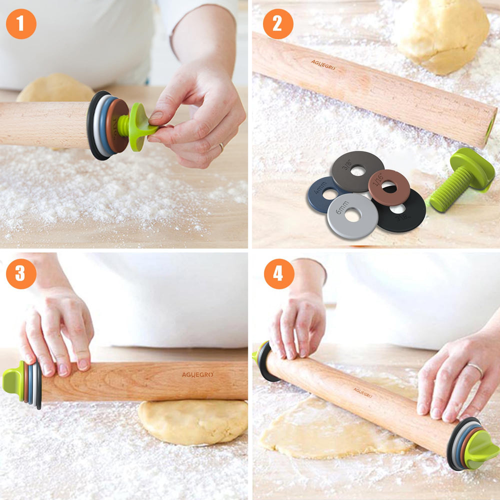 Aguegro rouleau en action étalant pâte uniformément pour cuisson homogène