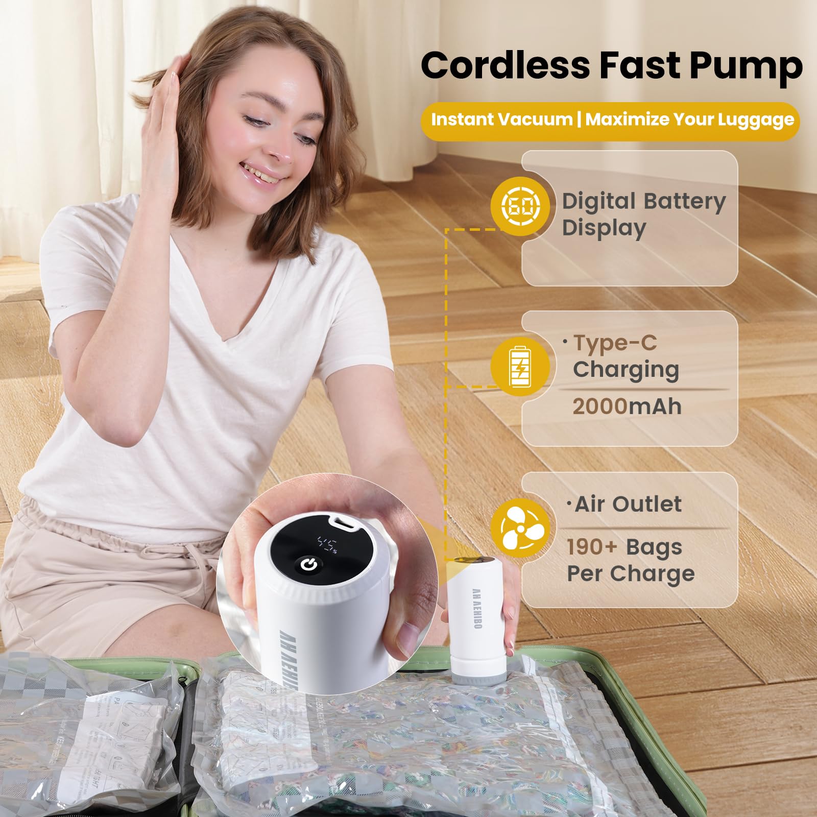 AH AEHIBO sacs de différentes tailles posés sur table, solution modulable pour rangement