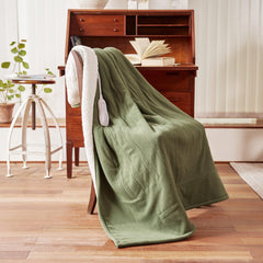 Aheadpret vue avant du plaid chauffant montrant taille et design, confort immédiat