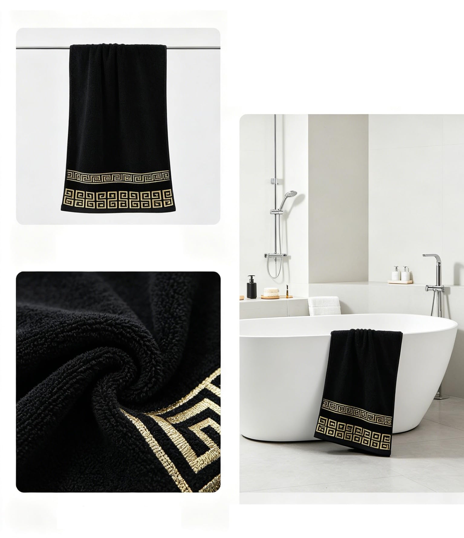 AHXHWKA comparaison des tailles montrant la grande serviette et les deux mains