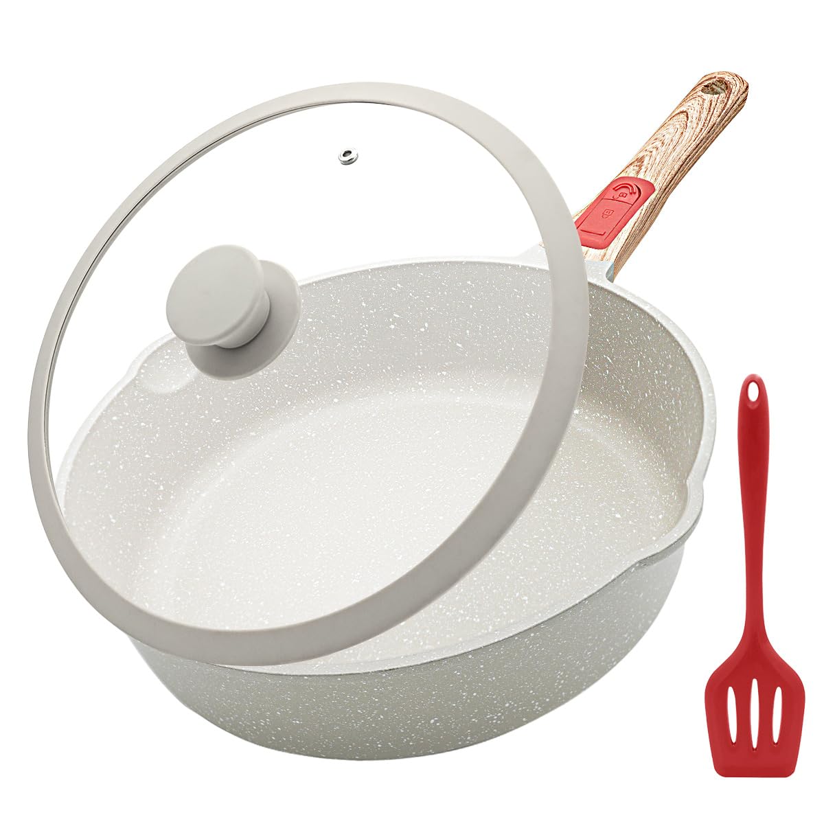 AIKENBBKK poêle profonde 12" avec couvercle montrant design et capacité pratique