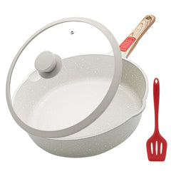 AIKENBBKK poêle profonde 12" avec couvercle montrant design et capacité pratique