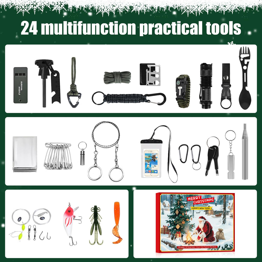 Aimeotoo assortiment d'outils outdoor illustrant polyvalence pratique