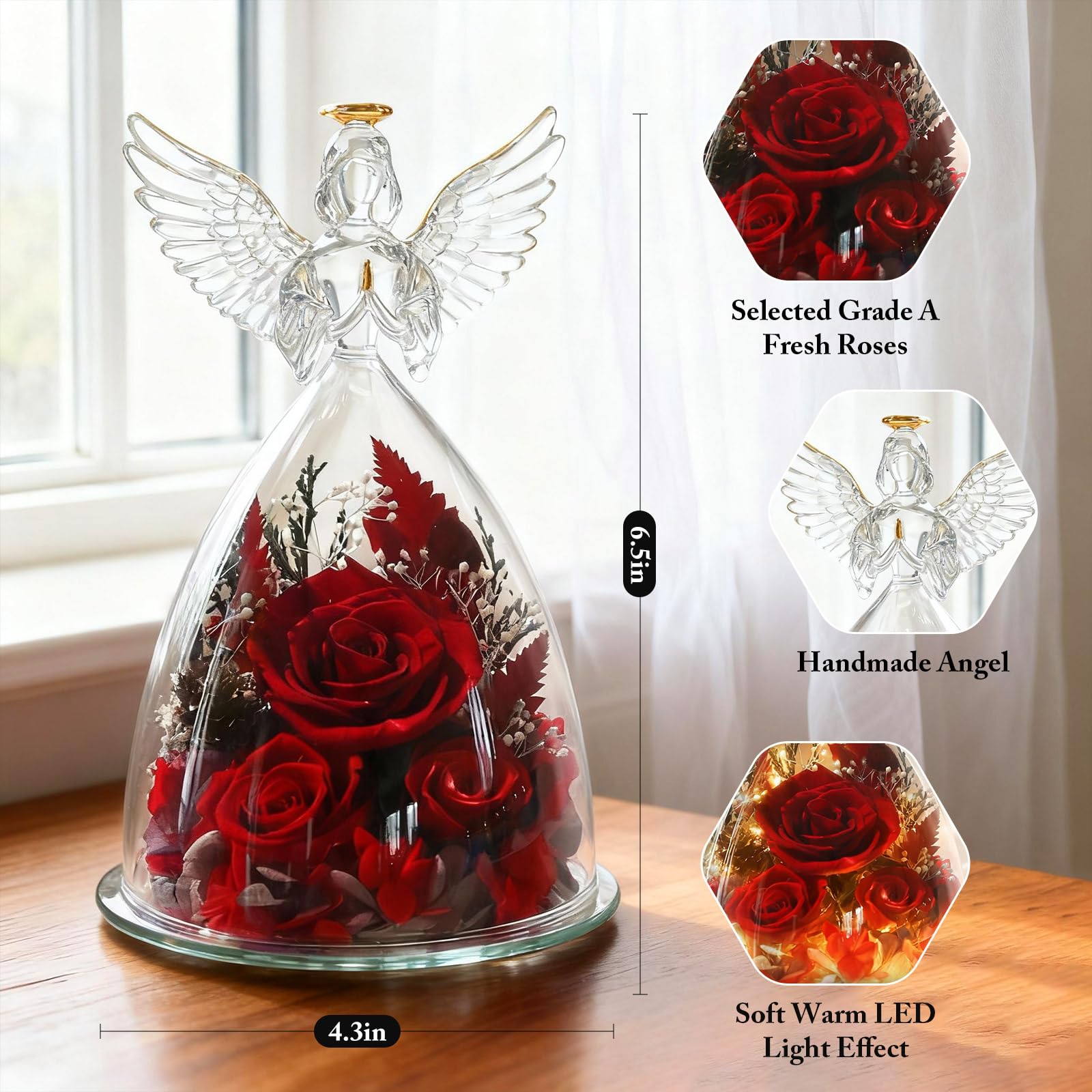 AIMEYE ange en verre posé en décoration intérieure, apporte romantisme et charme