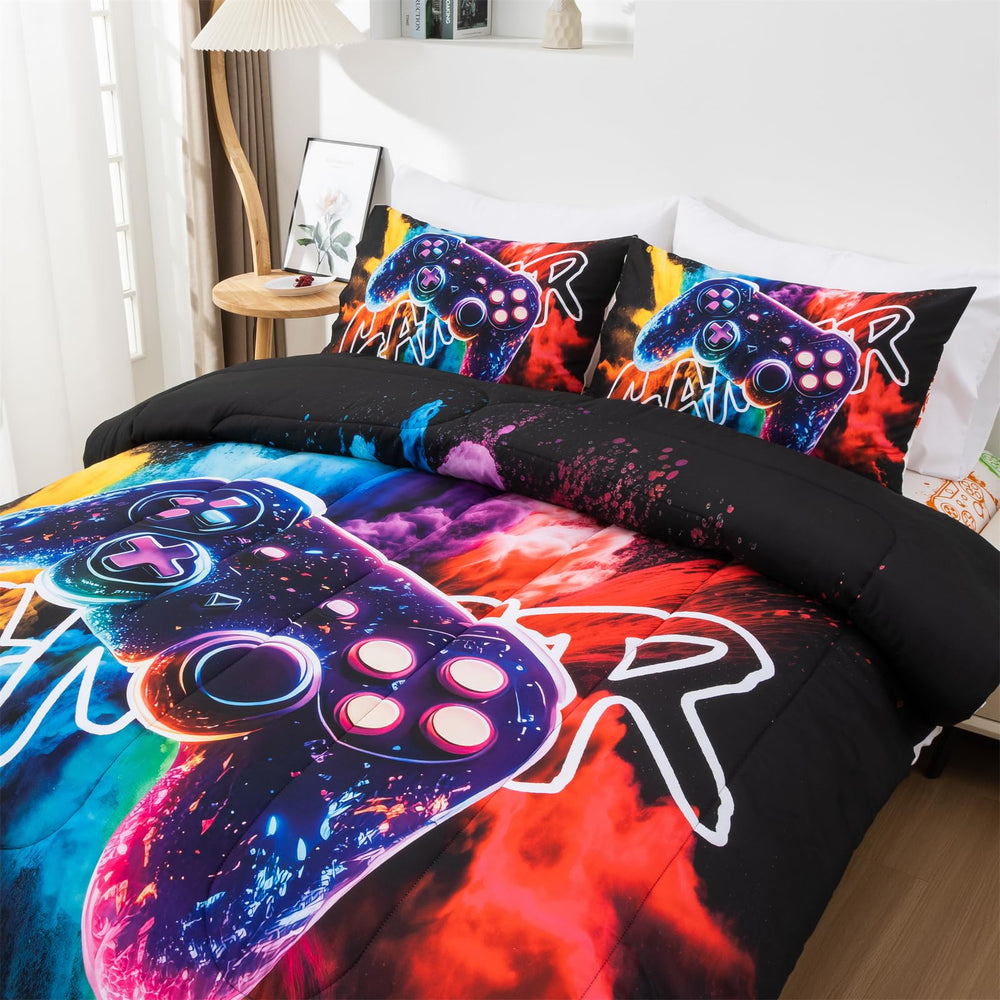 Aimuan couette Twin déployée sur lit pour présentation de l'échelle