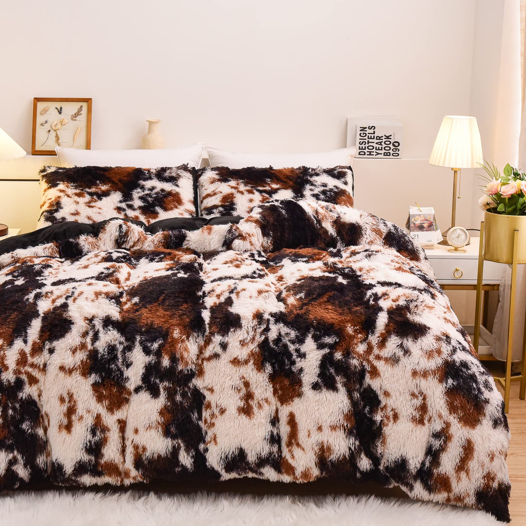 Aimuan face avant housse couette montrant motif vache et style décoratif