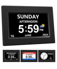 AINFTIME horloge face avant lisible pour seniors et rappel visuel