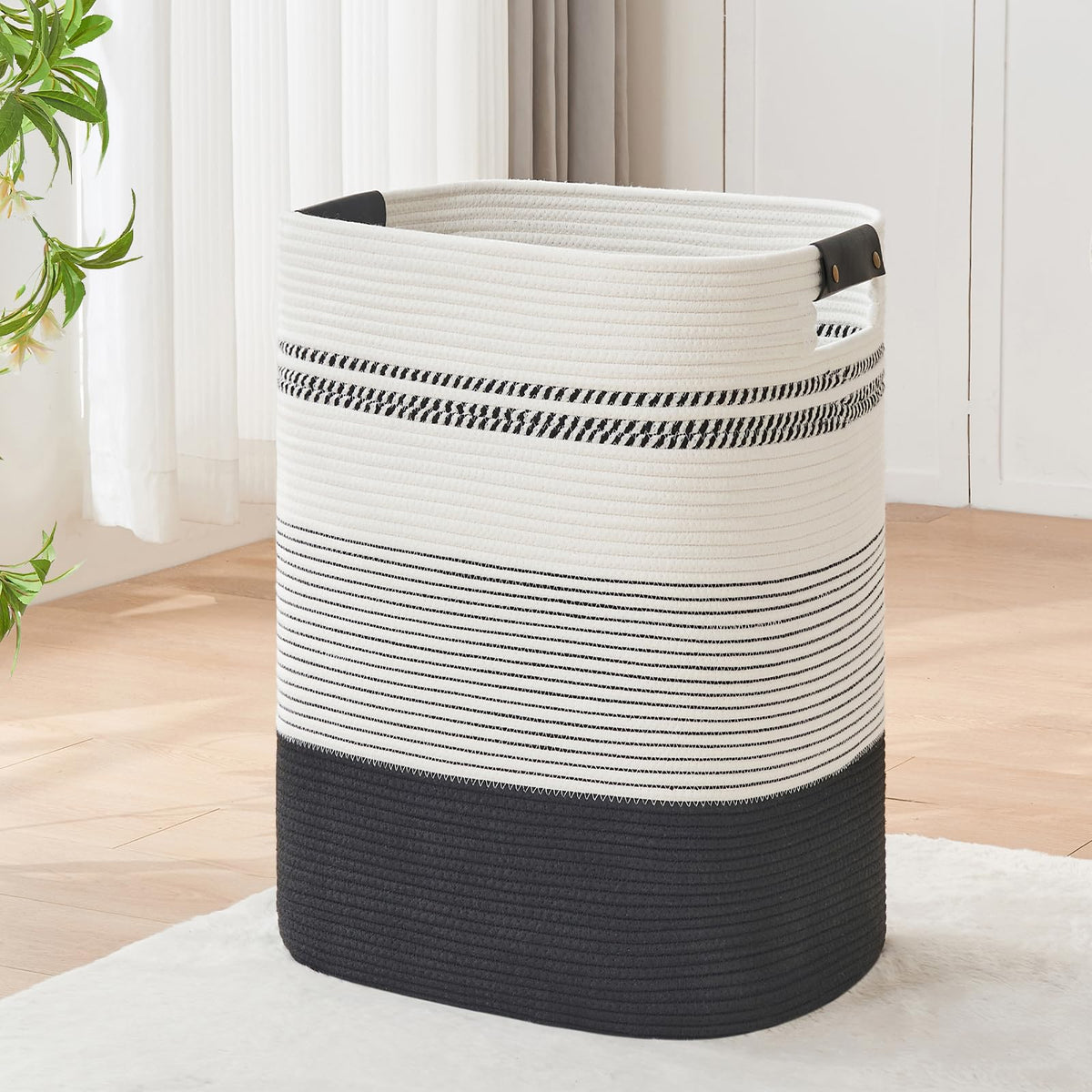 AINUOQI panier face avant montrant design noir et blanc et grand volume