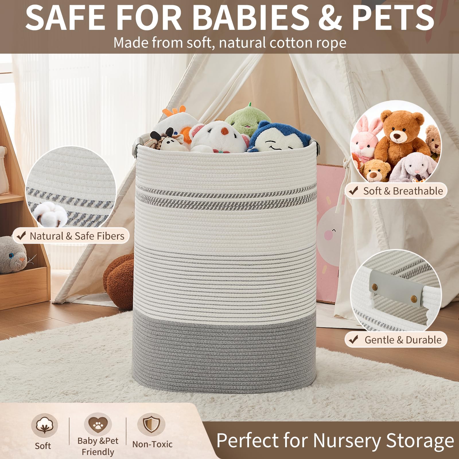 AINUOQI panier utilisé pour jouets montrant polyvalence rangement