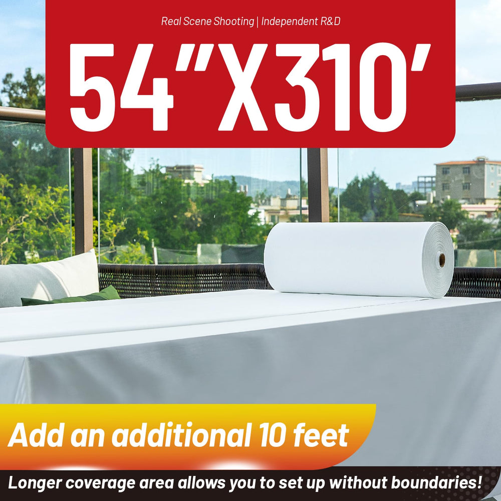 Airbin rouleau déroulé illustrant la longueur de 310 ft pour multiples nappes