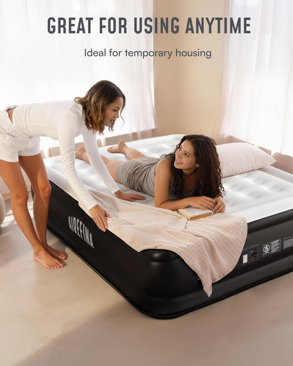 Airefina matelas en camping installé, confort portable lors de voyages