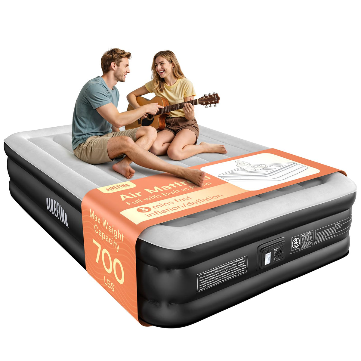 Airefina matelas face avant montrant design robuste et confort élevé