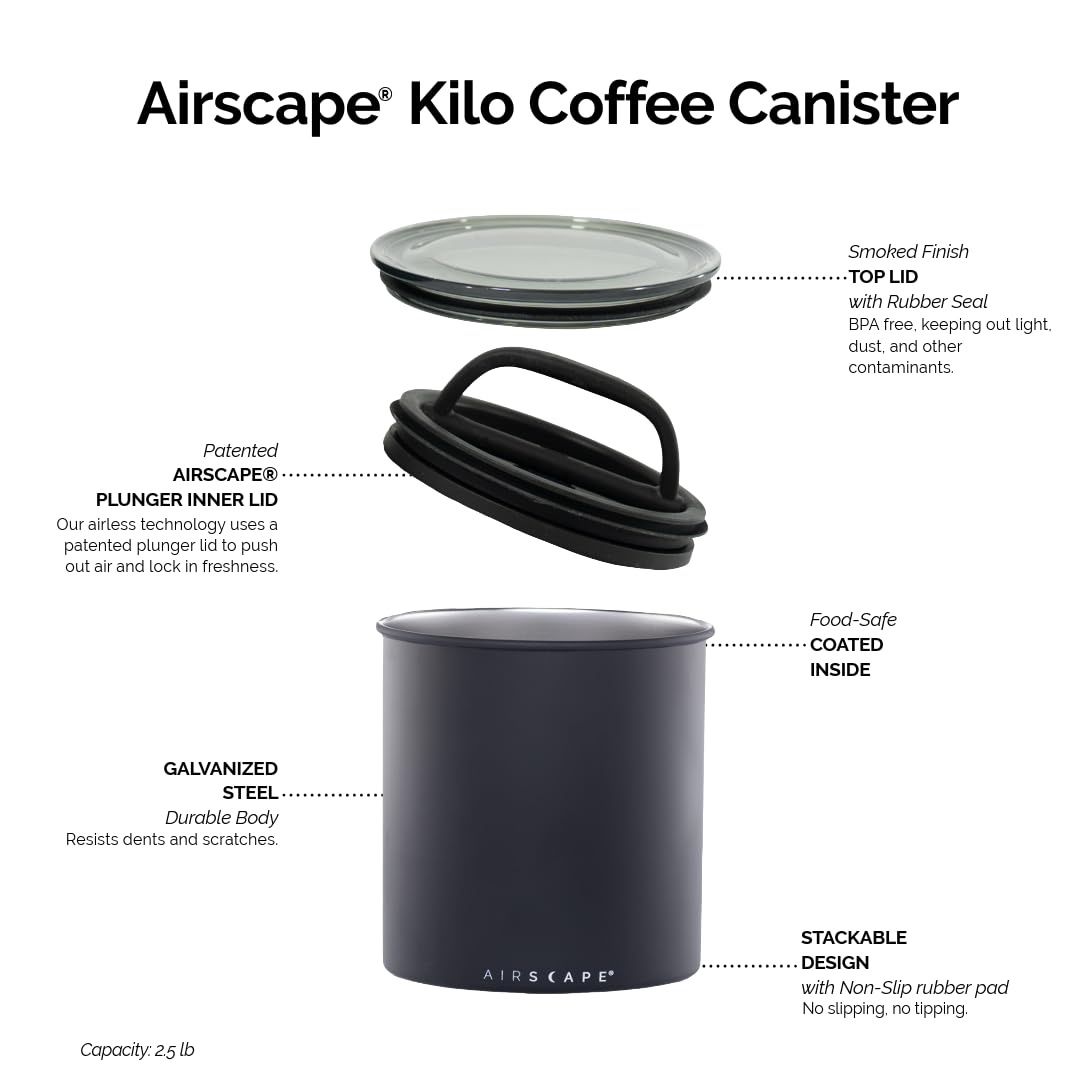 AirScape gros plan du piston intérieur breveté expulsant l'air, maintien de la fraîcheur