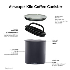 AirScape piston et valve brevetés en gros plan, préserve fraîcheur rapidement