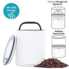AirScape vue de dessus couvercle ouvert montrant valve, accès facile au café