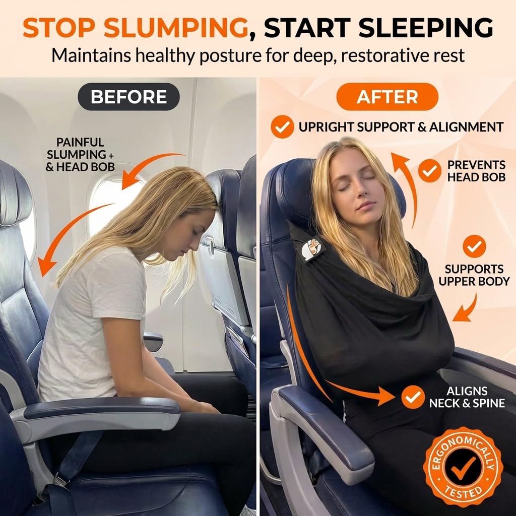 Personne dormant avec AirSlyng illustrant stabilité et détente en vol