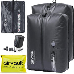 AirVault VENTURES face avant du pack montrant le sac compressé et gain d'espace
