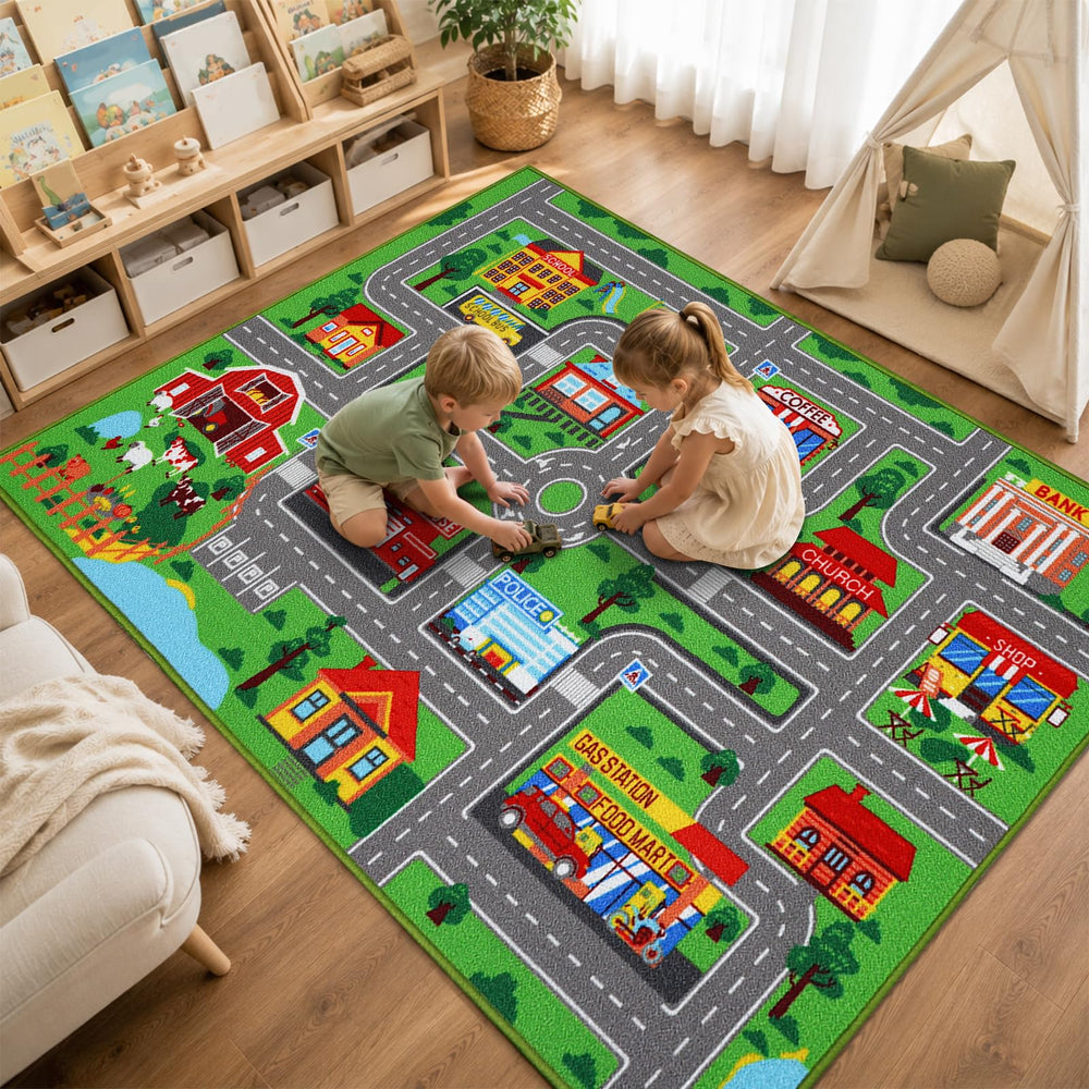 AKASISRUG détail d’imprimé bâtiments pour stimuler imagination
