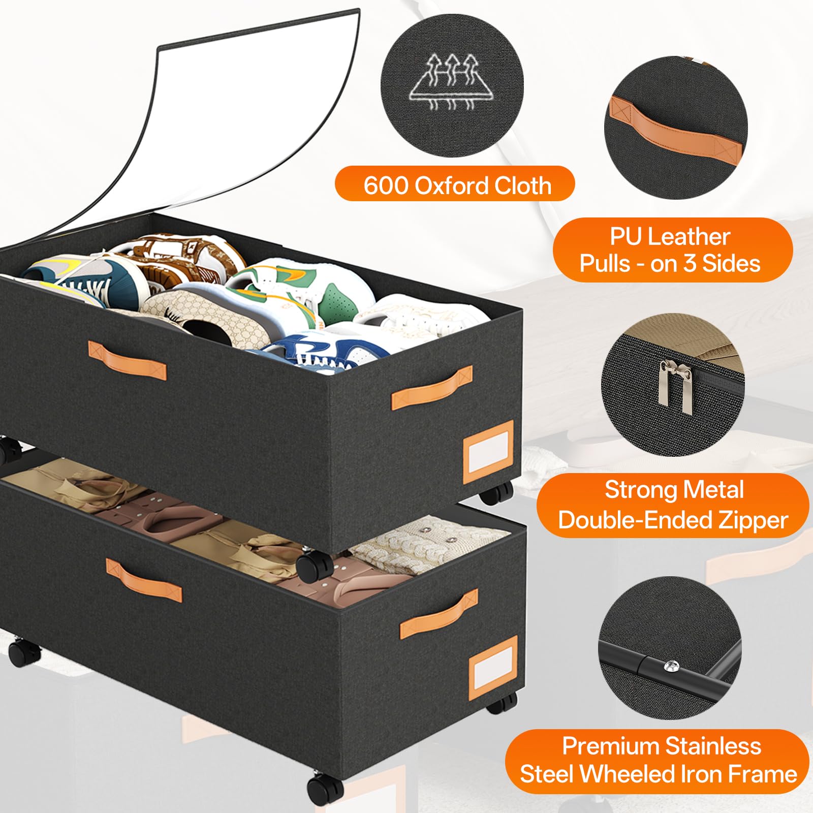 AKODENORA coffre sous le lit dans chambre pour optimisation d'espace